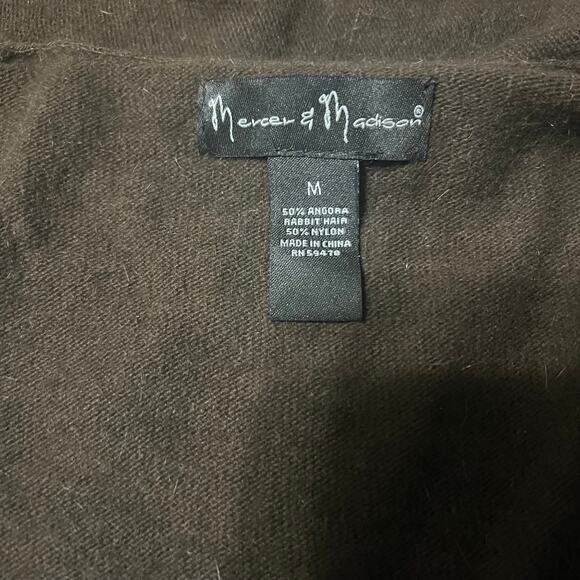Mercer & Madison Cozy Brown Angora Rabbit Blend Open Cardigan Size Medium - Picture 3 of 5